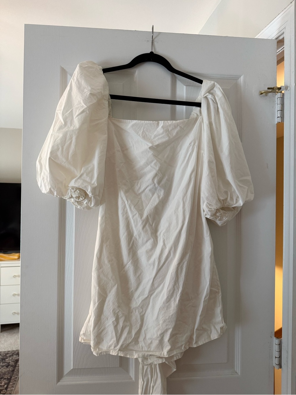 REVOLVE White Dress with Tie Back and Puff Sleeves